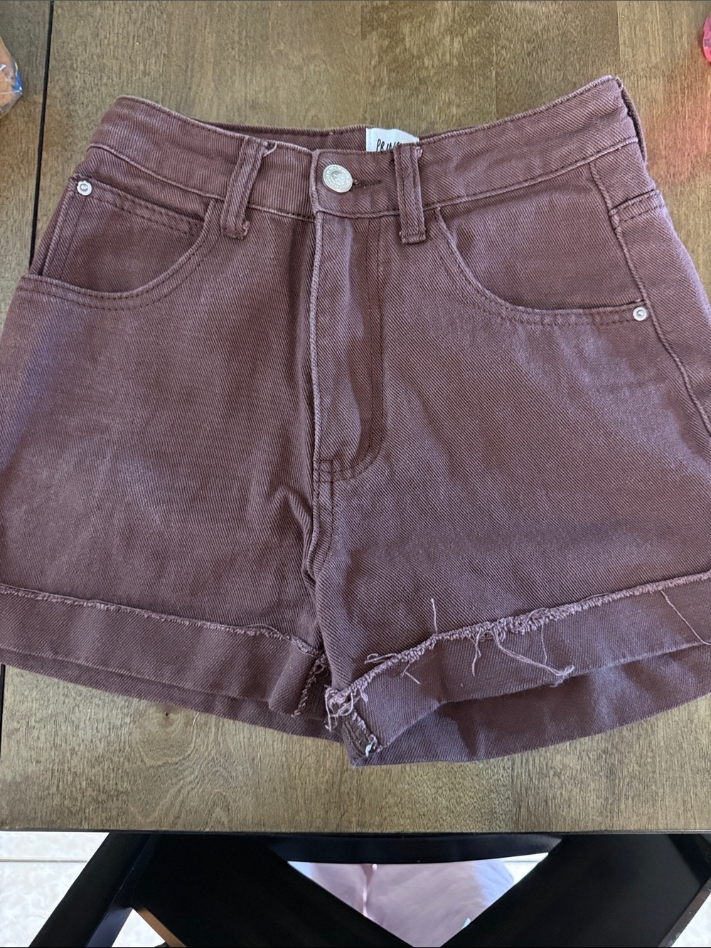 Princess Polly High-Rise Frayed Hem Shorts - Brown